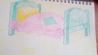 Влог / Нарисовать Кровать Просто Поэтапно / Уроки Рисования / Нарисовать Мебель /  Draw Simply