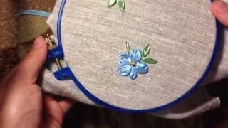 Незабудка из атласной ленты / Forget-me-from satin ribbon
