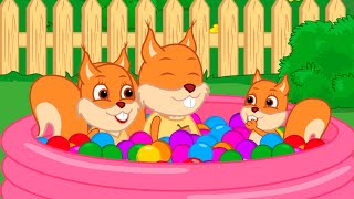 Famille d'Écureuil - Nagez Dans Des Ballons Colorés Animé 2022 en Français