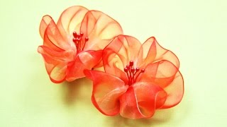 Воздушные ЦВЕТЫ из Лент. Мастер-класс / Ribbon Flowers Tutorial / ✿ NataliDoma
