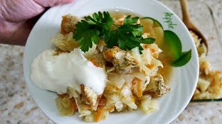 Капуста с картошкой и мясом в духовке.  Самый простой и вкусный рецепт