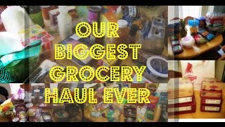 Our BIGGEST Grocery Haul EVER!!! Costco Trader Joes Walmart And Omaha Steaks
