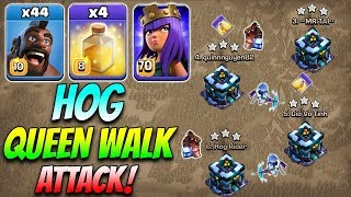 Best TH13 Attack Strategy 2020! 44 Hogs + 4 Heal Spell + Max Queen Walk Destroy 3Star Max TH13 Base