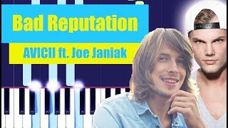 Avicii - Bad Reputation ft. Joe Janiak (Piano Tutorial) By MUSICHELP