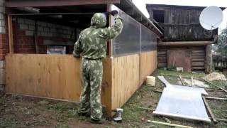 Навес, Веранда часть 1. Строительство с нуля. Canopy Porch-part 1. Construction from scratch.