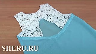 Вязание нерегулярной сетки в  комбинированной кофточке-тунике Урок 132