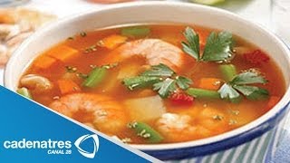 Receta para preparar caldo de camarón.