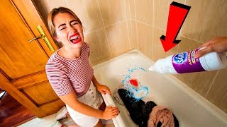 BLANQUEANDO TODA SU ROPA !! BROMA A MI NOVIA LEJÍA EN SU ROPA NUEVA (termina mal!!!)