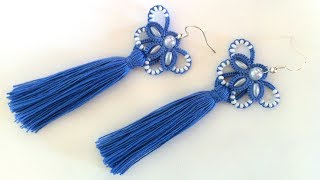 Серьги кисточки фриволите иглой, анкарс. МК для начинающих. DIY Earrings tassels to frivolite needle