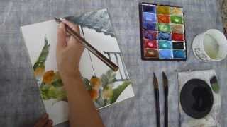 水墨画（sumi-e）ビワの描き方動画