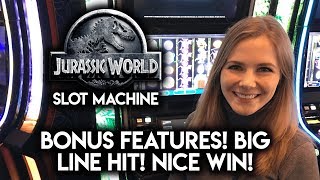 NEW Jurassic World Slot Machine! Max Bet! HUGE Line Hit! Great WIN!!!