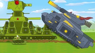 Pelea el bien contra el mal. Tanques de guerra dibujos animados. Carrera de coches monstruos.