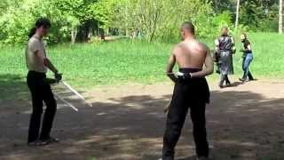 Kusari and sword vs two swords fight (fencing) | Кусари и меч против двух клинков (фехтование)