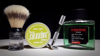Бритье.  Мыло Nordic Shaving Company, станок Carbon Shaving Cx-316L, Omega, лезвия Baili, Cosmia