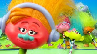 2016 Dreamworks Trolls set of 6 McDonalds Happy Meal Kids Movie Toys Video Review