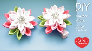 Заколка Канзаши " Эхо Лета " / Hairpin kanzashi " Echoes of Summer " DIY