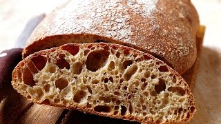 Цельнозерновой хлеб на закваске, влажное тесто