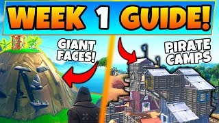 Fortnite WEEK 1 CHALLENGES GUIDE! - Pirate Camps, Giant Face Locations (Battle Royale Season 8)