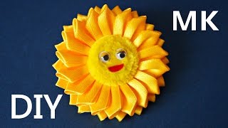 Заколочка "Солнышко" Канзаши Мастер-класс / Hairclip "Sun" Kanzashi, Tutorial