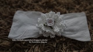 Conjunto Sapatinho + Faixa em Crochê Parte-Final