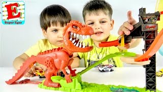 Хот Вилс Трек с Динозавром Hot Wheels T-REX Take Down Eat  Cars Машинки  Хот Вилс от Супер Егор