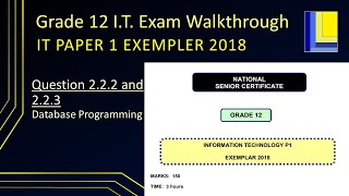 Information Technology Grade 12 Exempler 2018 Paper 1 Questions 2.2.2 and 2.2.3