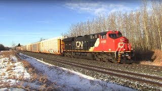 CN Train Spotting HD: CN 3102 & DPU 2986 Speeds M302 East At Gainford AB 3/10 1/3/18