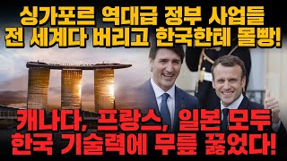 [경제] 싱가포르 역대급 정부사업들 전세계 다 버리고 한국한테 몰빵! 캐나다, 프랑스, 일본 모두 한국 기술력에 무릎 꿇었다!!