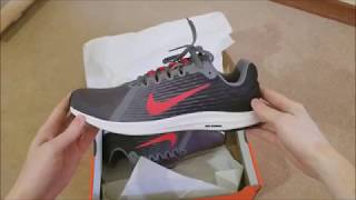 Nike Downshifter 8 sneakers ON FEET / Color Black-Grey-Red / Unboxing and Fitting