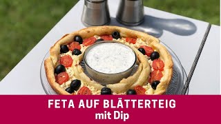 Feta auf Blätterteig mit Dip | Camping Rezepte für den Omnia Backofen | 4 Reifen 1 Klo
