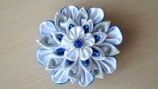 Цветок мастера Мастер класс канзаши цветы из лент DIY Flower ribbons kanzashi handmade September 1