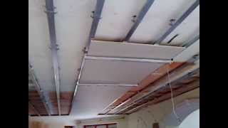 первый ролик, секрет монтажа в одиночку. Гипсокартонный потолок. One man drywall installation.