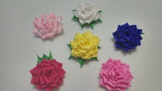 Цветок Роза-зефирка из репсовой ленты 1,5 см. МК/DIY.