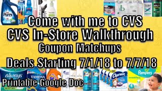 Come with me to CVS/CVS In Store Walkthrough Coupon Matchups Deals Starting 7/1-7/7/18