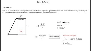 Obras de Terra 03 - Calcular o empuxo ativo,  método de Rankine.