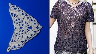 Полумотив ажурный для кофточки крючком. (мк)