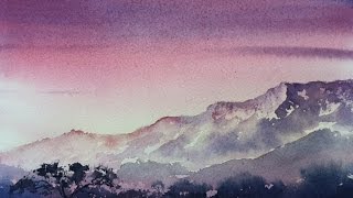 Рассвет акварелью. Учимся рисовать ярко.Sunrise in watercolour.Easy. Limited palette.