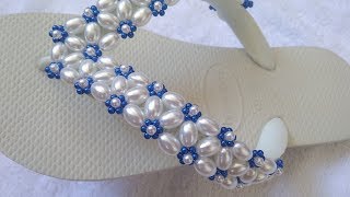 Como Fazer Trama de pérolas - Para Chinelos Decorados - Marah Santos