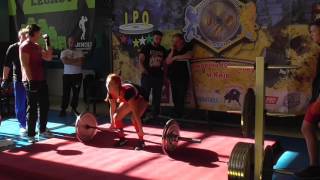 253 Федорова Екатерина. ПОПЫТКА. Становая тяга 97,5 кг. Кубок Украины 2015 (UPC)