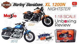 Unboxing Harley Davidson XL 1200N Nightster 2007 & 2012 1:18 Scale Motorcycles by Maisto - Dnation