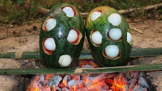 Unique Way to Cook Baby Duck Eggs in Watermelon