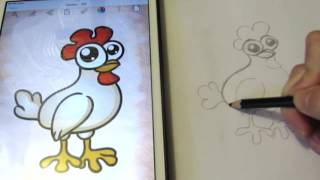 Как нарисовать поэтапно курочку.  Рисуем курочку по шагам. How to draw Chicken step by step