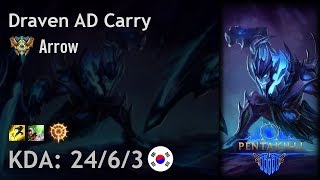 Draven AD Carry vs Tristana - Arrow - KR Challenger Patch 7.22