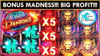 ★WINNING in VEGAS!★ACTION DRAGONS SLOT MACHINE! 3 BIG BONUSES!