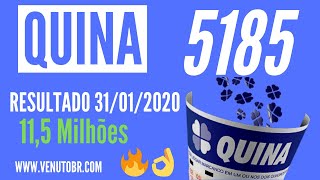 ? Resultado Quina 5185, confira a Quina 31/01