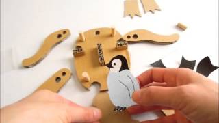 ダンボールの工作キット「ペンギンのあやつり人形」を作ってみました