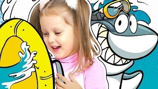 ВОДНАЯ НАДУВНАЯ ГОРКА Shark! Амелька против Акулы! Надувашки для бассейна!