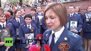 Russia: Crimean Prosecutor Natalia Poklonskaya joins Simferopol V-Day parade