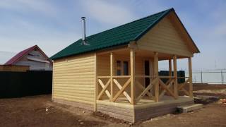 Каркасная баня под ключ 4 на 6 с верандой
