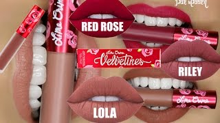 LIME CRIME VELVETINES "Red Rose", "Riley" & "Lola" - Honest Review + Swatches | Jade Madden